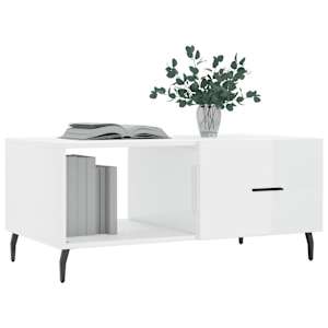 Konferenční stolek lesklý bílý 90 x 50 x 40 cm kompozitní dřevo - obrázek 3