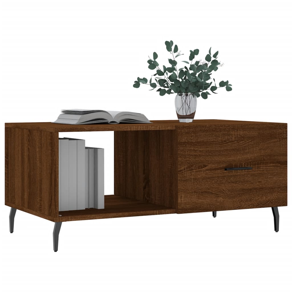 vidaXL Salontafel 90x50x40 cm bewerkt hout bruin eikenkleur afbeelding