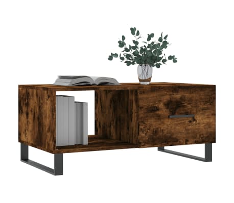 vidaXL Coffee Table Smoked Oak 90x50x40 cm Engineered Wood