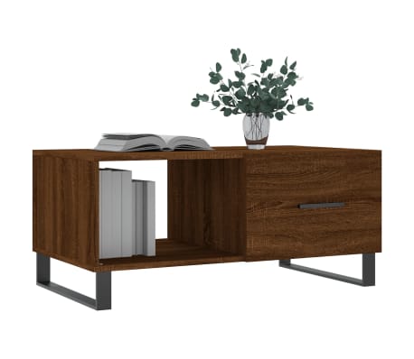 vidaXL Кафе маса, кафяв дъб, 90x50x40 см, инженерно дърво