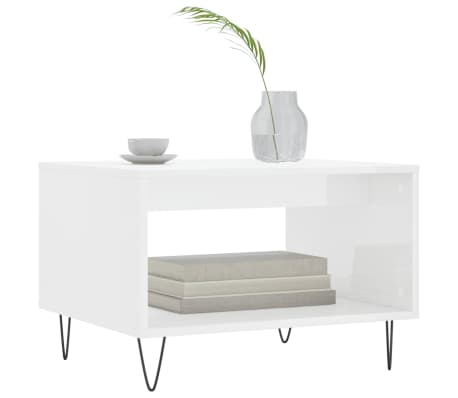 vidaXL Tavolino da Salotto Bianco Lucido 60x50x40 cm Legno Multistrato