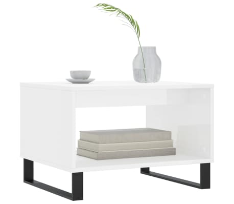 vidaXL Couchtisch Hochglanz-Wei&szlig; 60x50x40 cm Holzwerkstoff
