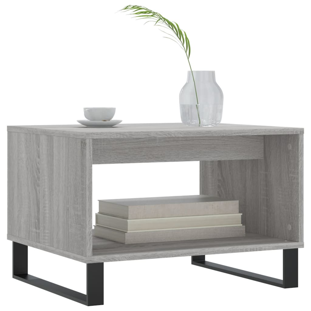 vidaXL Salontafel 60x50x40 cm bewerkt hout grijs sonoma eikenkleurig