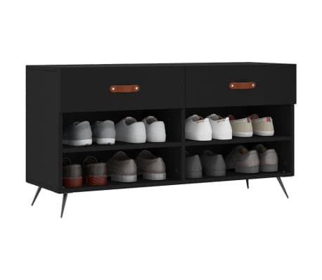 vidaXL Skobenk svart 102x35x55 cm konstruert tre