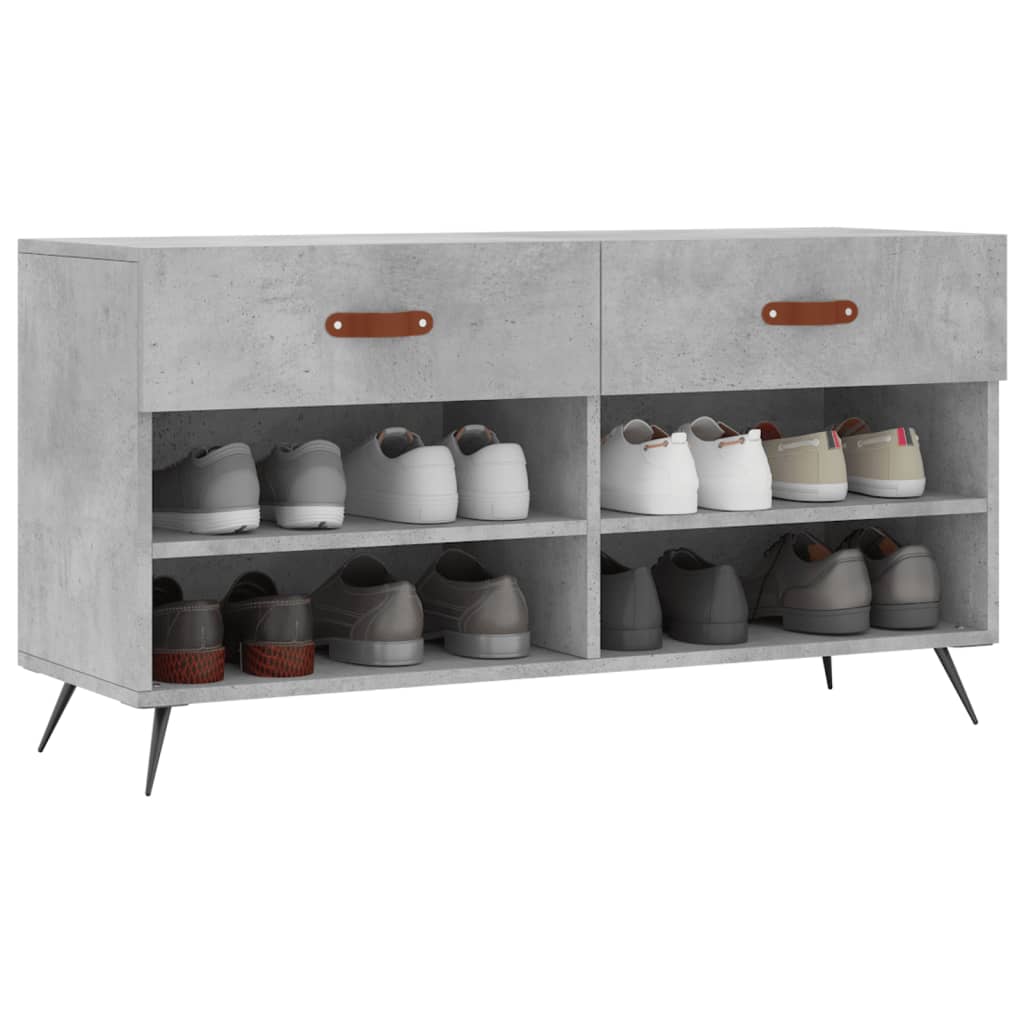 vidaXL Schoenenbank 102x35x55 cm bewerkt hout betongrijs afbeelding