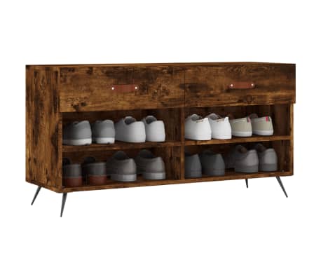 vidaXL Skobenk r&oslash;kt eik 102x35x55 cm konstruert tre