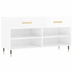vidaXL jalatsipink, k&otilde;rgl&auml;ikega valge, 102 x 35 x 55 cm, tehispuit