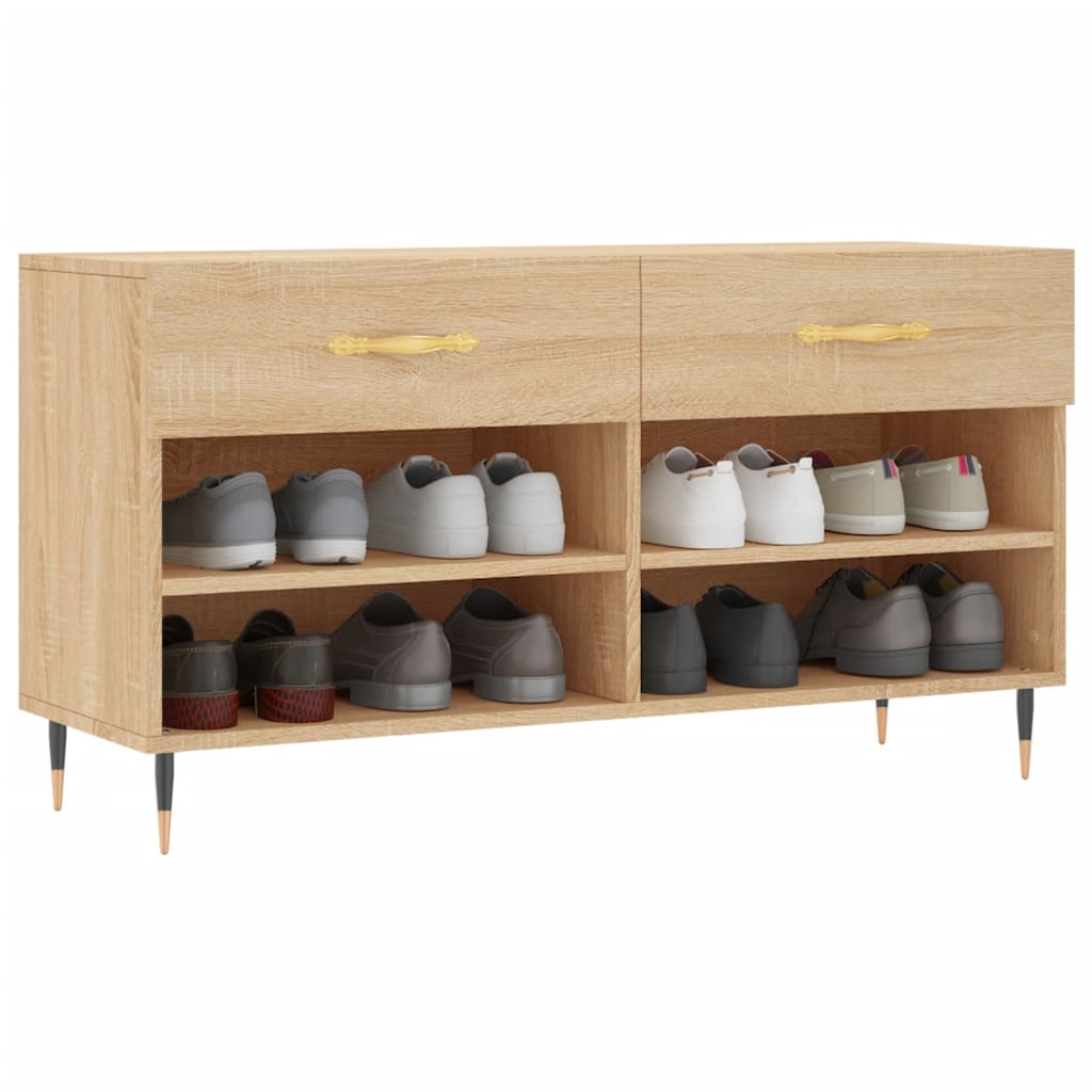 vidaXL Schoenenbank 102x35x55 cm bewerkt hout sonoma eikenkleurig afbeelding
