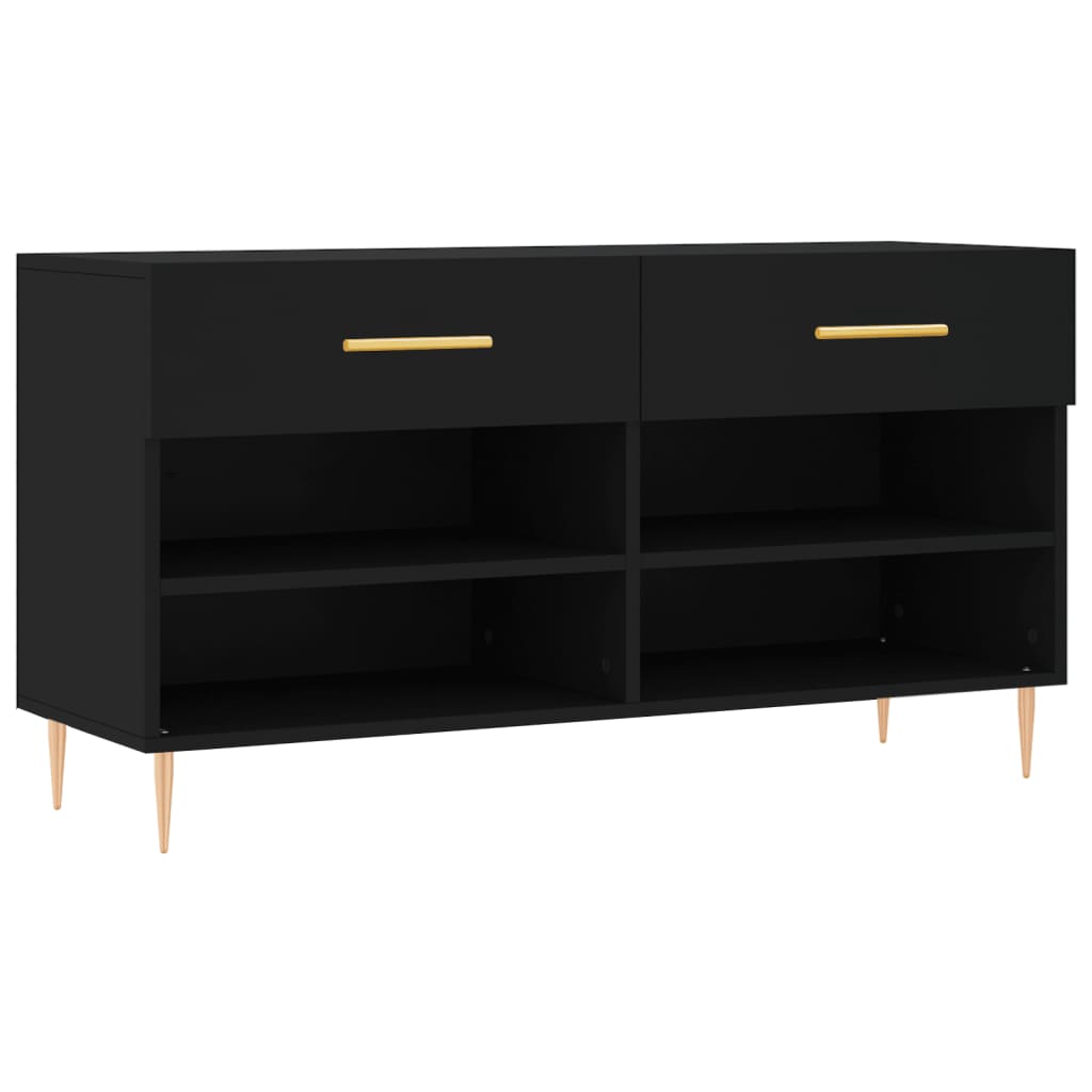 vidaXL Schoenenbank 102x35x55 cm bewerkt hout zwart