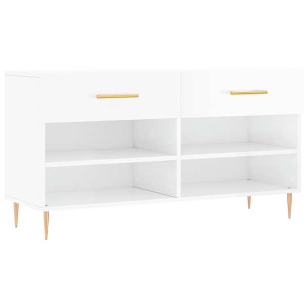 vidaXL jalatsipink, k&otilde;rgl&auml;ikega valge, 102 x 35 x 55 cm, tehispuit