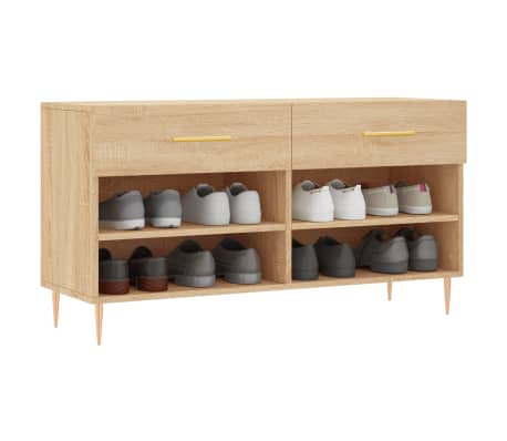 vidaXL Пейка за обувки, сонома дъб, 102x35x55 см, инженерно дърво