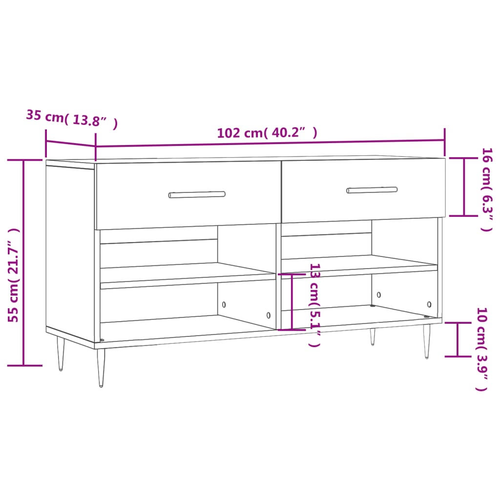 Stylowa i praktyczna ławka na buty - 102x35x55 cm, szarość betonu