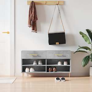 Regal za čevlje betonsko siv 102x35x55 cm inženirski les