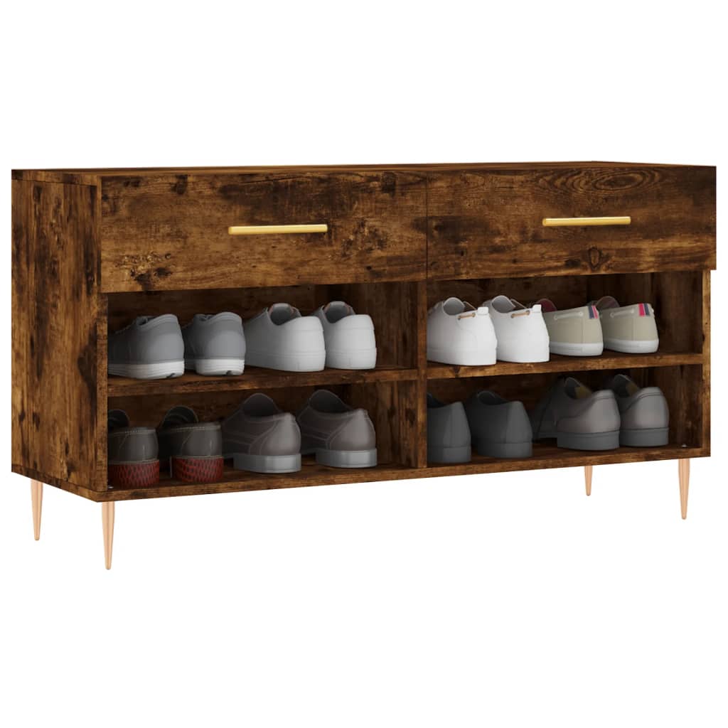 vidaXL Bancă de pantofi, stejar fumuriu, 102x35x55 cm, lemn prelucrat