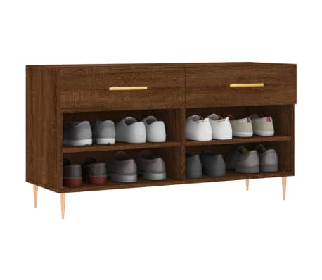 vidaXL Panca Porta Scarpe Rovere Marrone 102x35x55cm Legno Multistrato