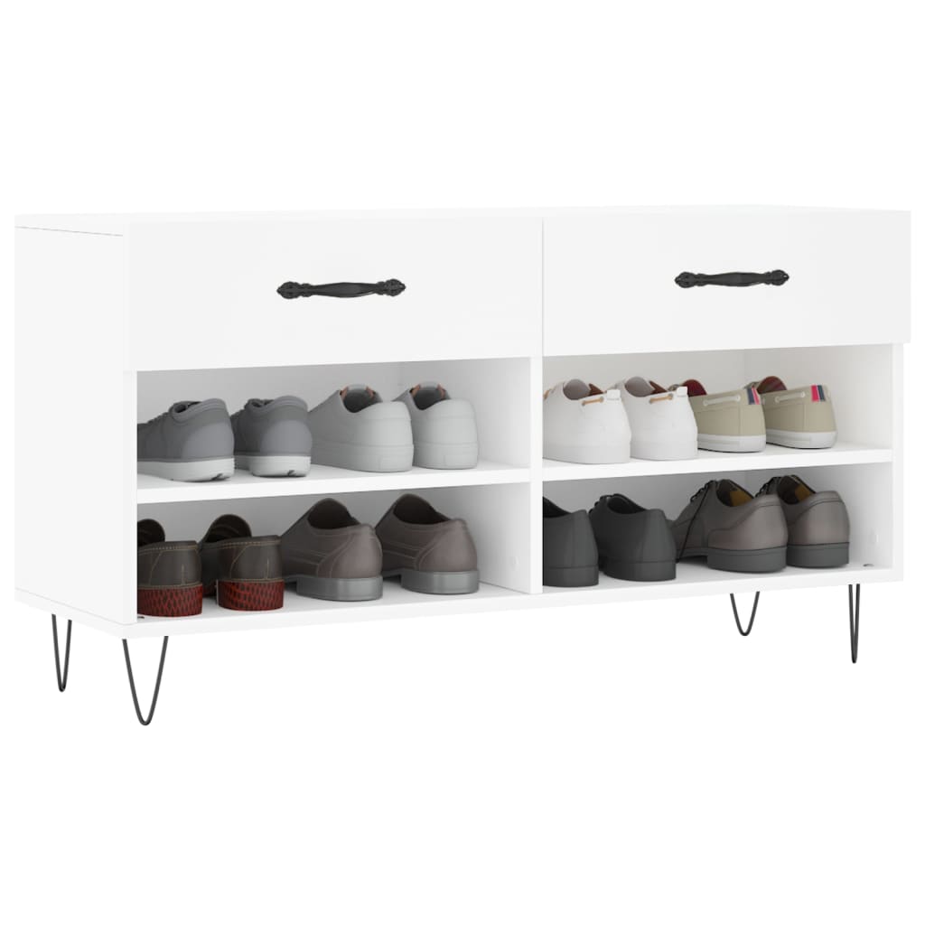 vidaXL Schoenenbank 102x35x55 cm bewerkt hout wit afbeelding