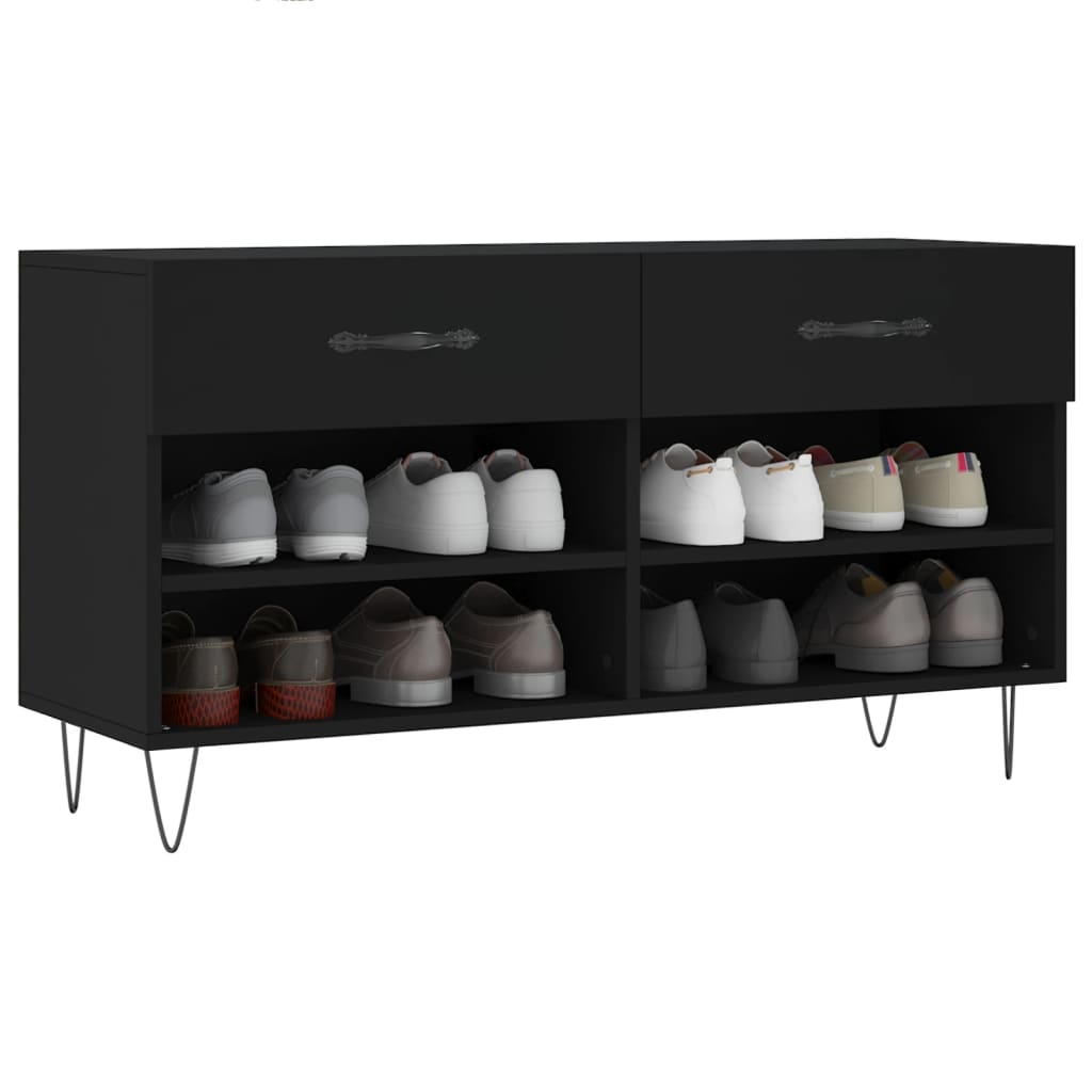 vidaXL Schoenenbank 102x35x55 cm bewerkt hout zwart afbeelding