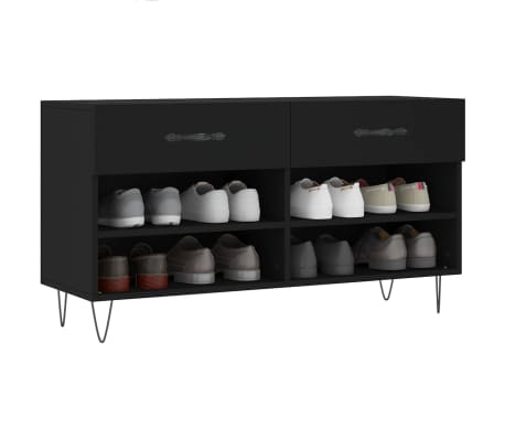 vidaXL Schoenenbank 102x35x55 cm bewerkt hout zwart