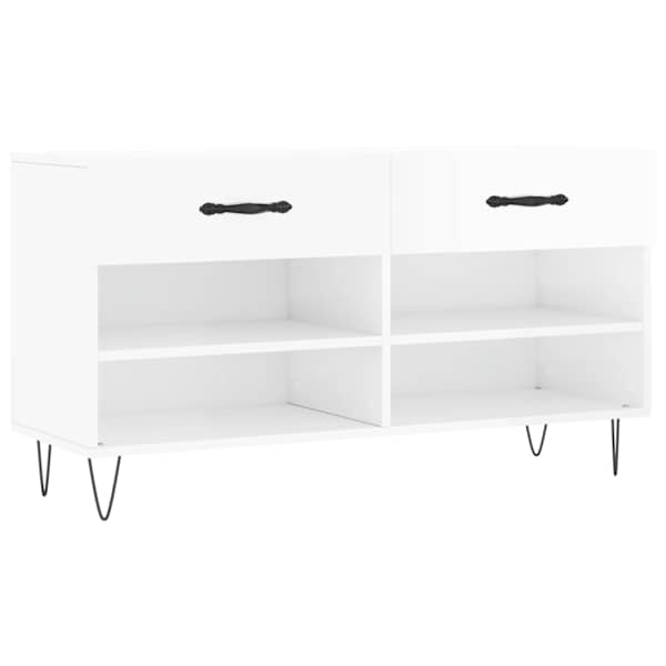 vidaXL jalatsipink, k&otilde;rgl&auml;ikega valge, 102 x 35 x 55 cm, tehispuit