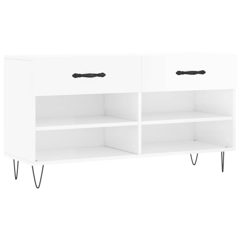 vidaXL BotnĂ­k bĂ­lĂ˝ s vysokĂ˝m leskem 102 x 35 x 55 cm kompozitnĂ­ dĹ™evo