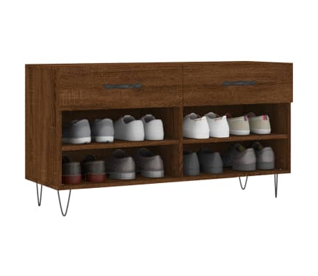 vidaXL Banc &agrave; chaussures ch&ecirc;ne marron 102x35x55 cm bois d'ing&eacute;nierie