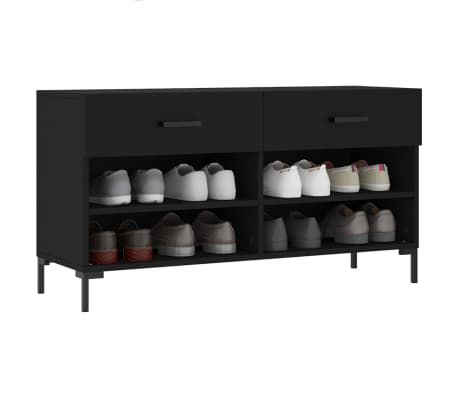 vidaXL apavu skapītis, melns, 102x35x55 cm, inženierijas koks