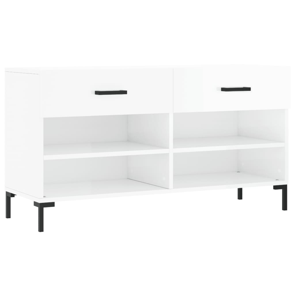 vidaXL Botník bílý s vysokým leskem 102 x 35 x 55 cm kompozitní dřevo