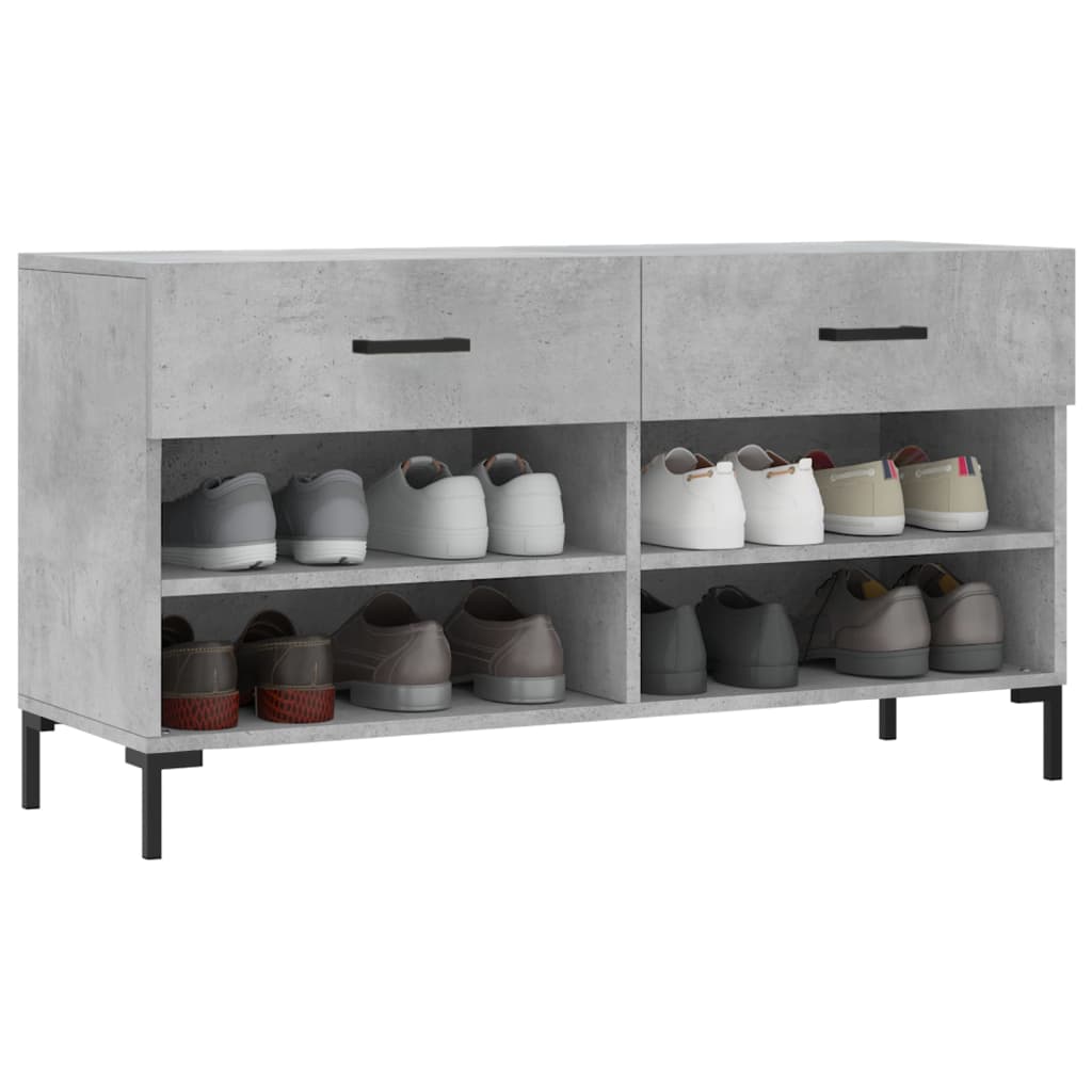 vidaXL Schoenenbank 102x35x55 cm bewerkt hout betongrijs afbeelding