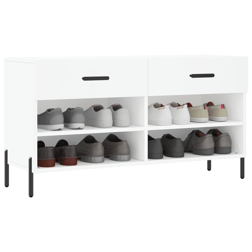 vidaXL Schoenenbank 102x35x55 cm bewerkt hout wit afbeelding