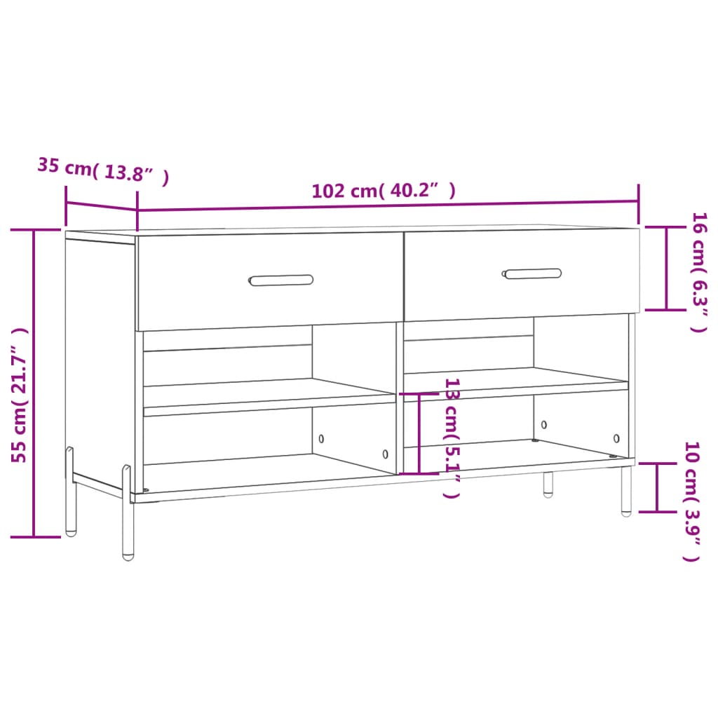 Stylowa ławka na buty - 102x35x55cm, biała