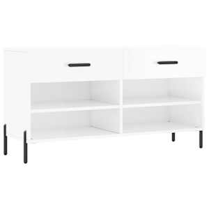 vidaXL jalatsipink, k&otilde;rgl&auml;ikega valge, 102 x 35 x 55 cm, tehispuit