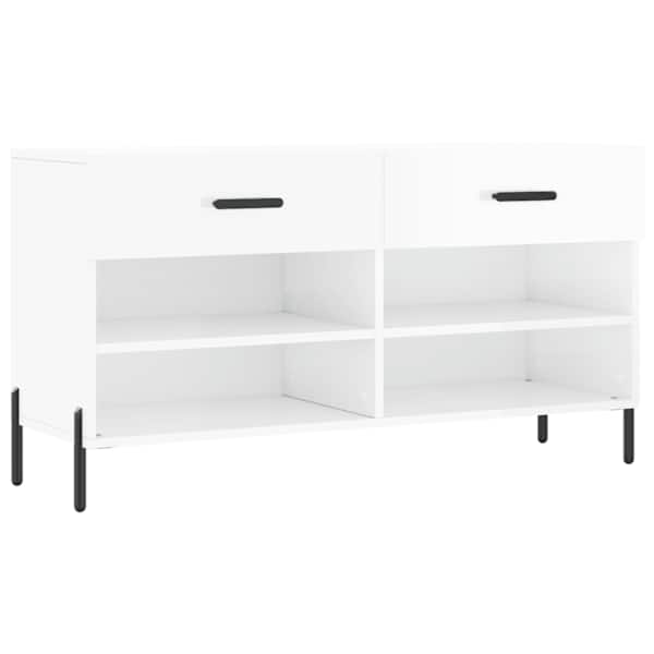 vidaXL jalatsipink, k&otilde;rgl&auml;ikega valge, 102 x 35 x 55 cm, tehispuit