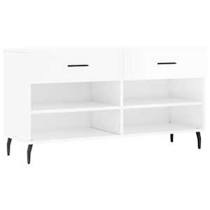 vidaXL jalatsipink, k&otilde;rgl&auml;ikega valge, 102 x 35 x 55 cm, tehispuit