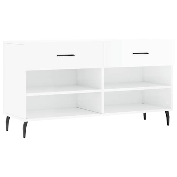 vidaXL jalatsipink, k&otilde;rgl&auml;ikega valge, 102 x 35 x 55 cm, tehispuit
