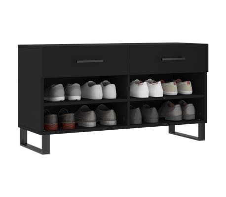 vidaXL Shoe Bench Black 102x35x55 cm Engineered Wood
