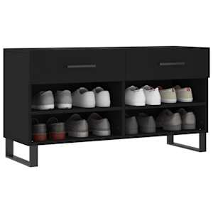 vidaXL Shoe Bench Black 102x35x55 cm Engineered Wood