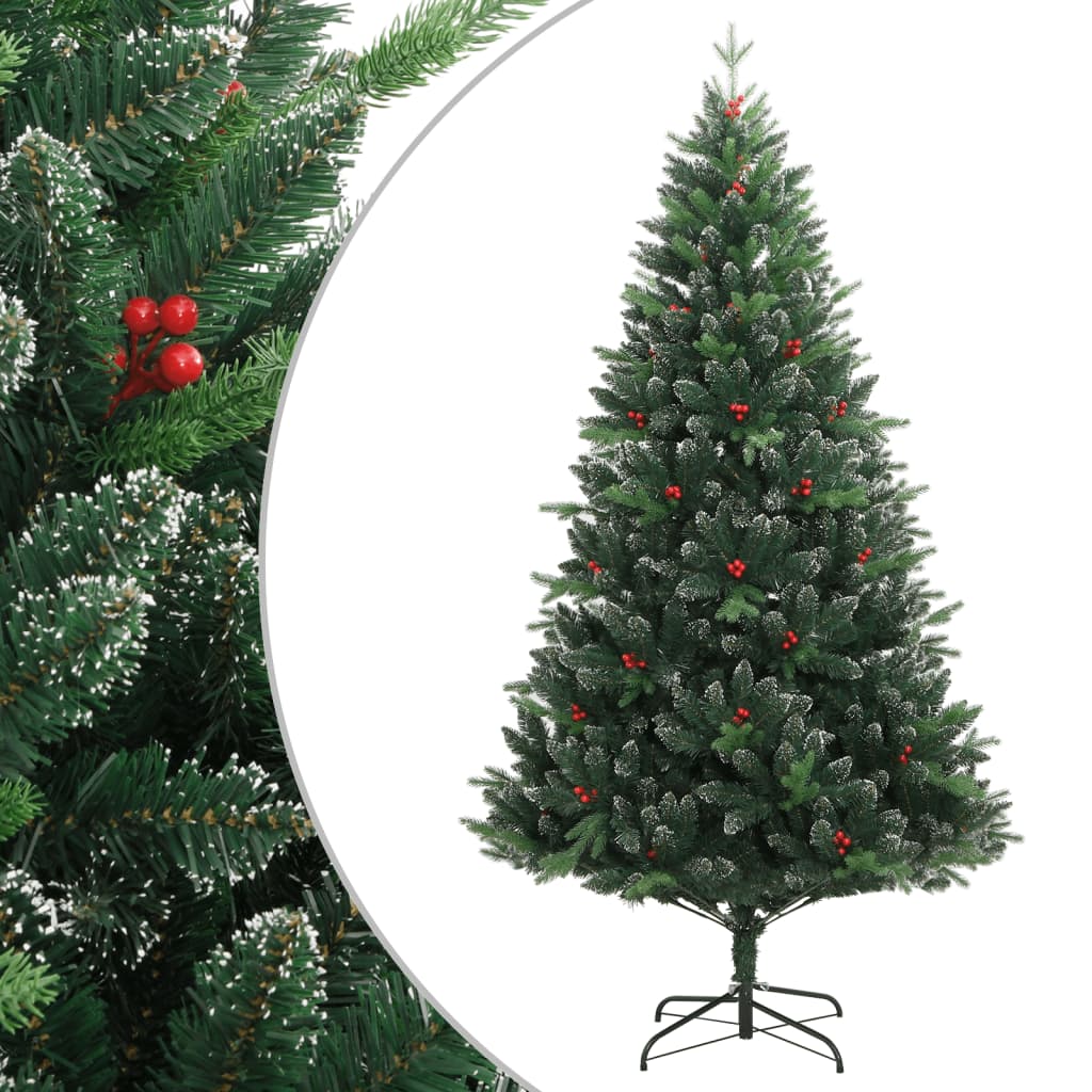 Künstlicher Weihnachtsbaum Klappbar mit Roten Beeren 120 cm