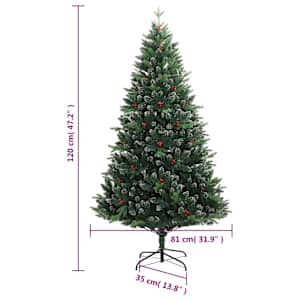 Umělý sklápěcí vánoční stromek s červenými bobulemi 120 cm - obrázek 9