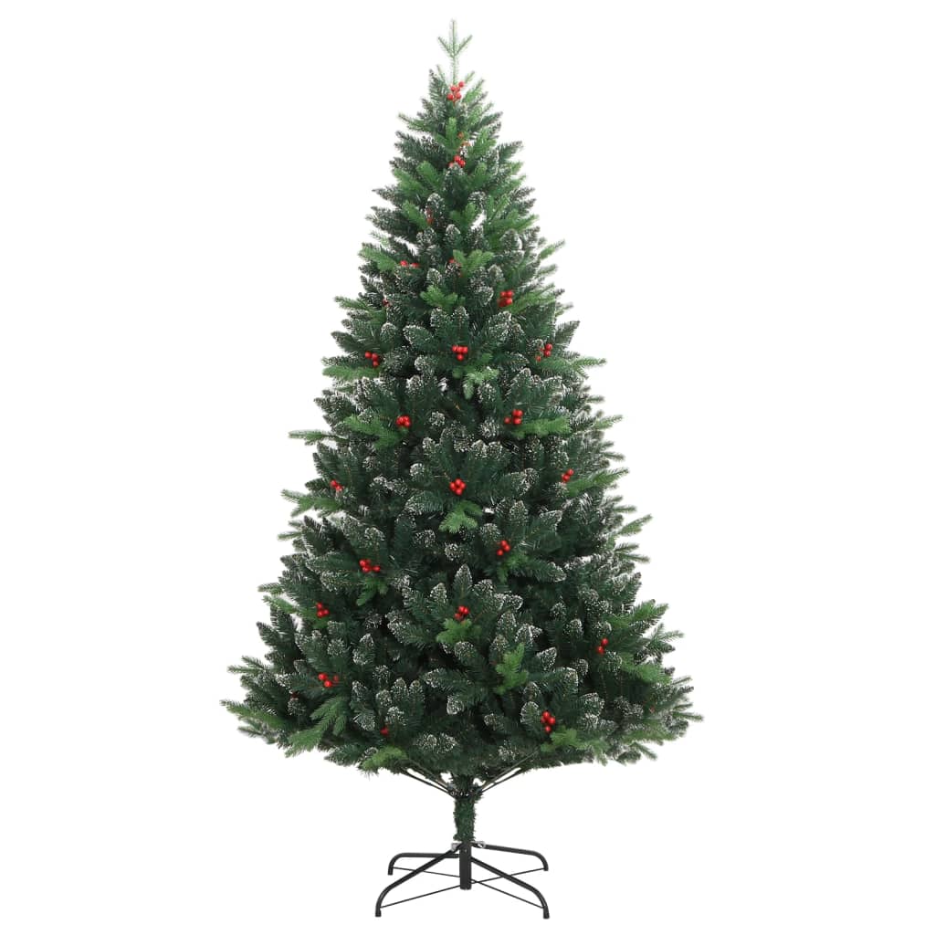 vidaXL Kunstkerstboom met scharnieren en rode bessen 150 cm