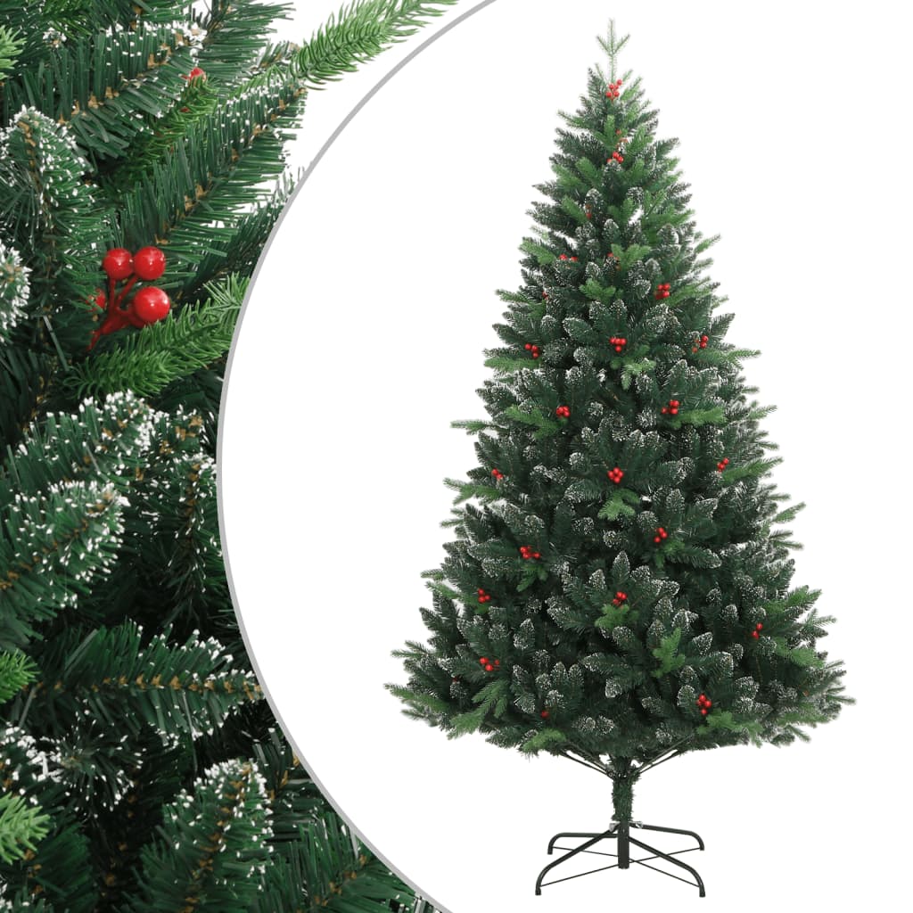 Photos - Christmas Tree VidaXL Artificial Hinged  with Red Berries 180 cm 