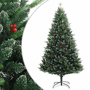 Umetna novoletna jelka z rdečimi jagodami 180 cm