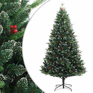 Umělý sklápěcí vánoční stromek s červenými bobulemi 210 cm - obrázek 1