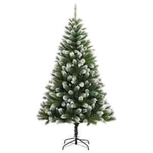 vidaXL Artificial Hinged Christmas Tree with Flocked Snow 120 cm
