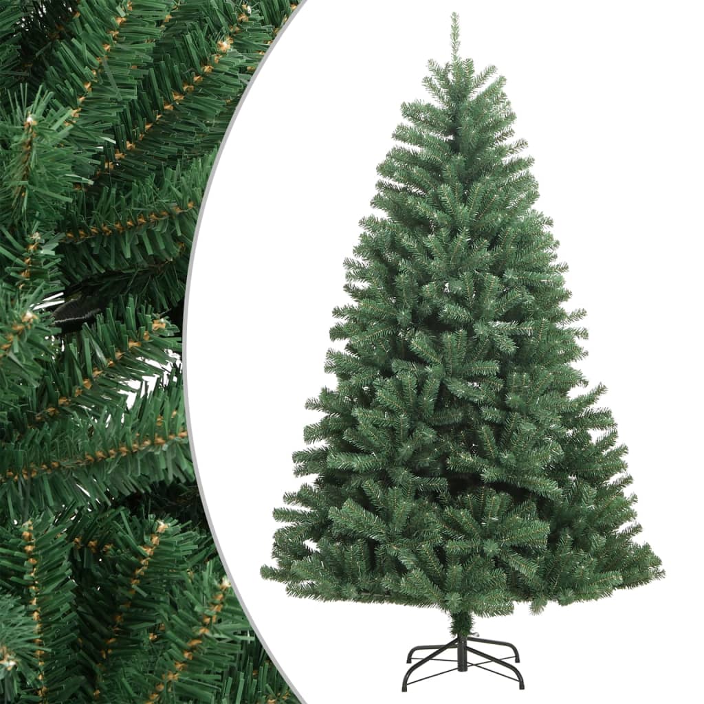 vidaXL kunstigt juletræ med juletræsfod 240 cm hængslet grøn