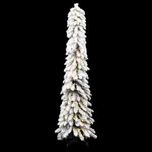 vidaXL Artificial Pre-lit Christmas Tree with 130 LEDs and Flocked Snow 210 cm