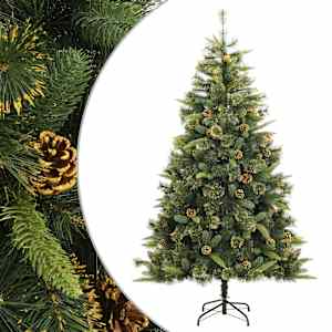 Umělý sklápěcí vánoční stromek s šiškami 210 cm - obrázek 1