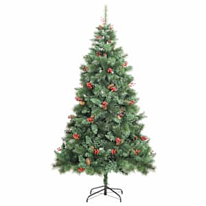 Umělý sklápěcí vánoční stromek s šiškami a bobulemi 210 cm - obrázek 2