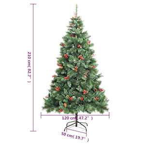 Umělý sklápěcí vánoční stromek s šiškami a bobulemi 210 cm - obrázek 9
