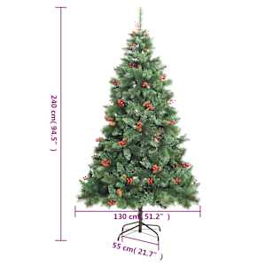 Umělý sklápěcí vánoční stromek s šiškami a bobulemi 240 cm - obrázek 9
