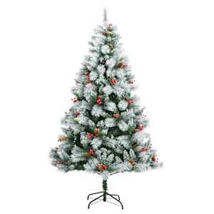 vidaXL Sapin de No&euml;l artificiel avec pommes de pin et baies 210 cm